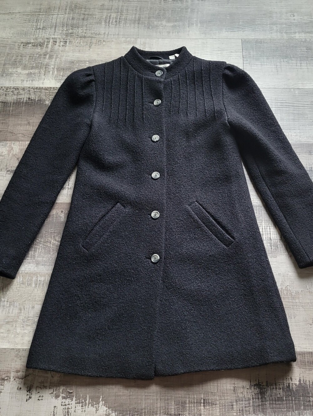 Daryl K-189 Co Op Barneys New York Wool Coat Womens Medium Black Military Mod